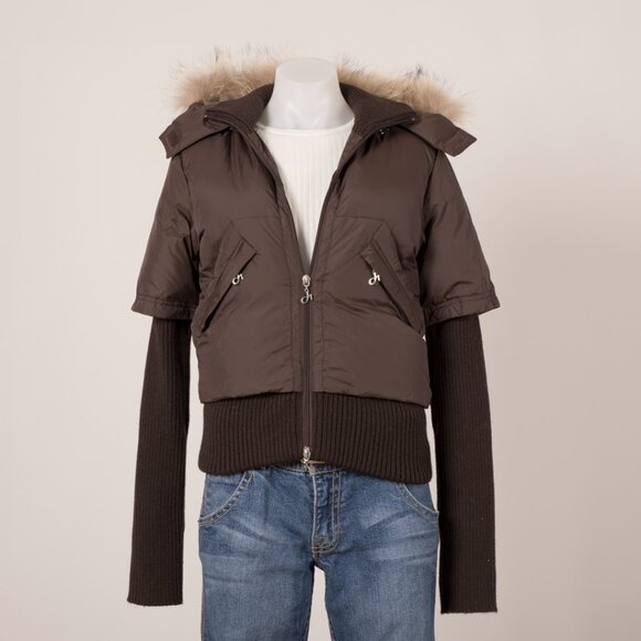 DEHA Espresso brown Down Puffer Jacket with Faux Fur Hood - Picture 1 of 6